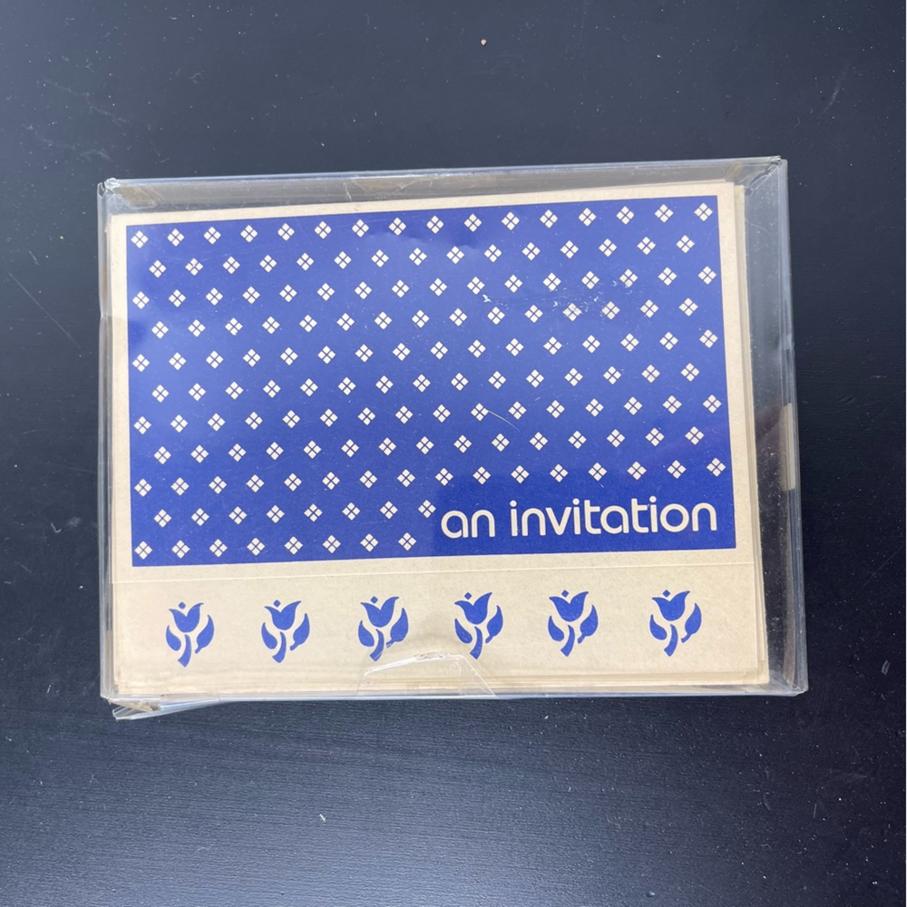 Mara-MI 90’s Invitation Cards‎ Blue Vintage Flower Stamp 10 Cards and Envelopes
